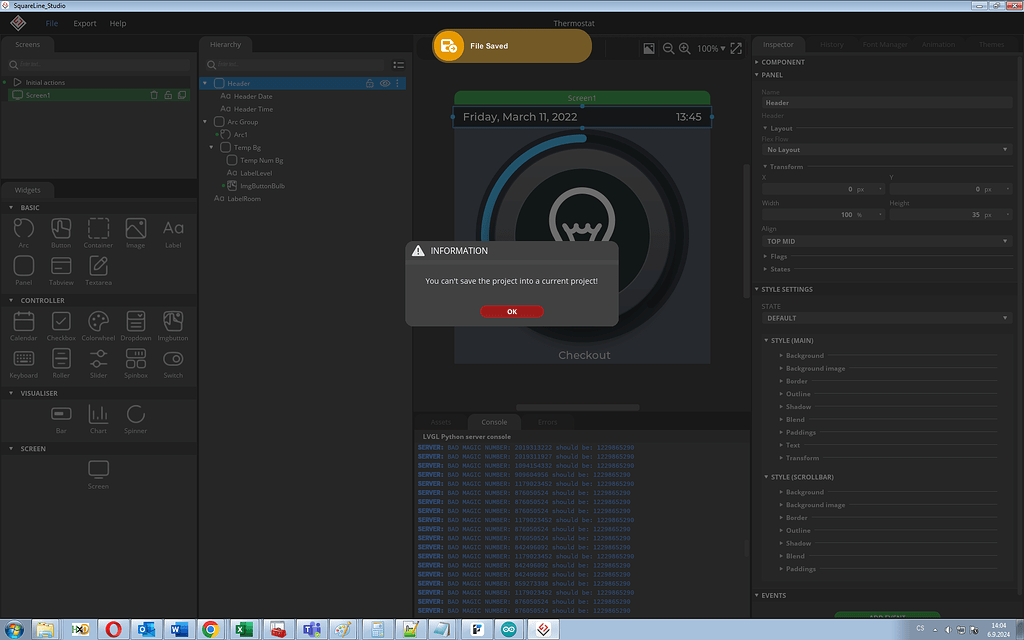 Error when "Saving project As" - Bugs - Forum - SquareLine Studio