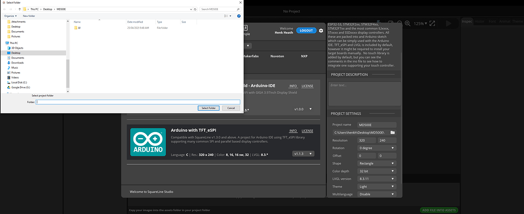 Unable to set project path - Bugs - Forum - SquareLine Studio
